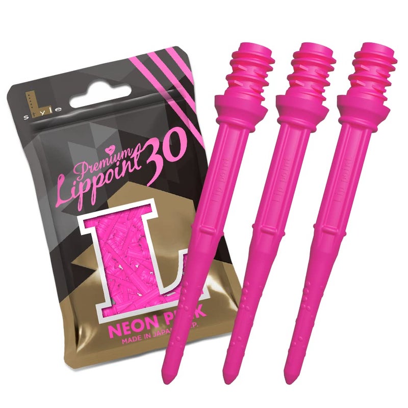 LSTYLE Dart Tips: Premium Lippoint 30 - Extra Long - Soft Tip Points - 2BA Standard Thread - Neon Pink